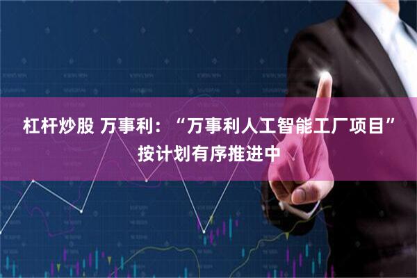 杠杆炒股 万事利：“万事利人工智能工厂项目”按计划有序推进中